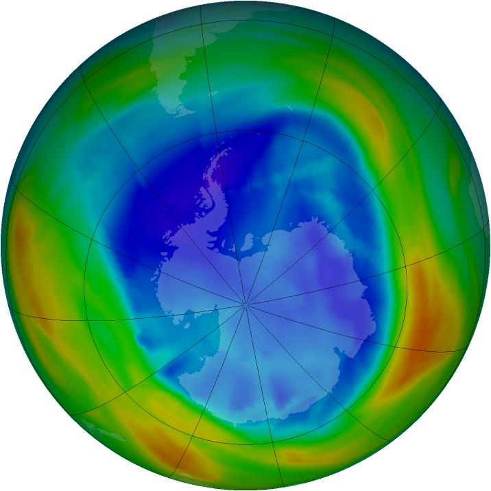 Antarctic ozone map for 21 August 2005